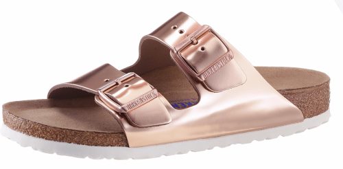 Birkenstock Slippers ARIZONA SFB in smalle schoenwijdte, metallic-look, met soft-voetbed