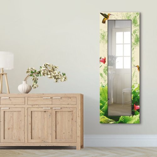 Artland Wandspiegel Kolibrie ingelijste spiegel voor het hele lichaam met motiefrand, geschikt voor kleine, smalle hal, halspiegel, mirror spiegel omrand om op te hangen