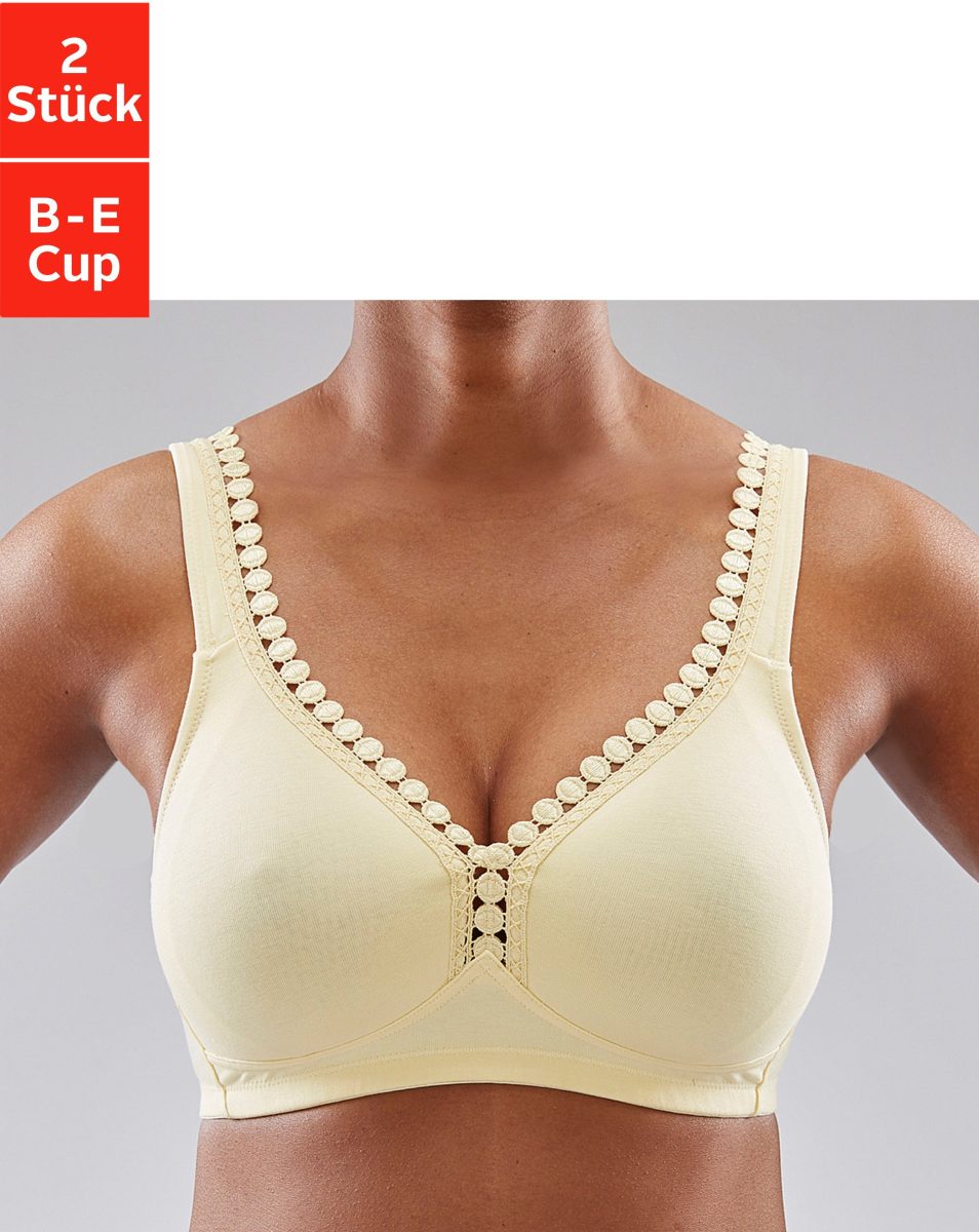 PETITE FLEUR Soft-bh zonder beugels, met decoratieve sierrand (Set van 2)