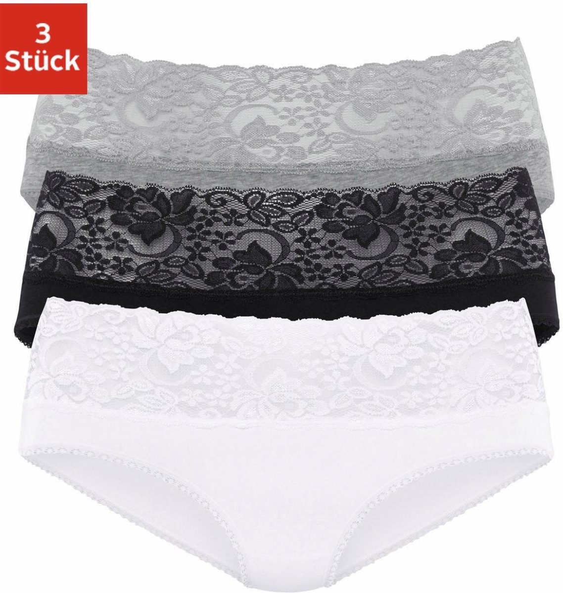 Vivance Slip met brede kanten boordjes (3 stuks)