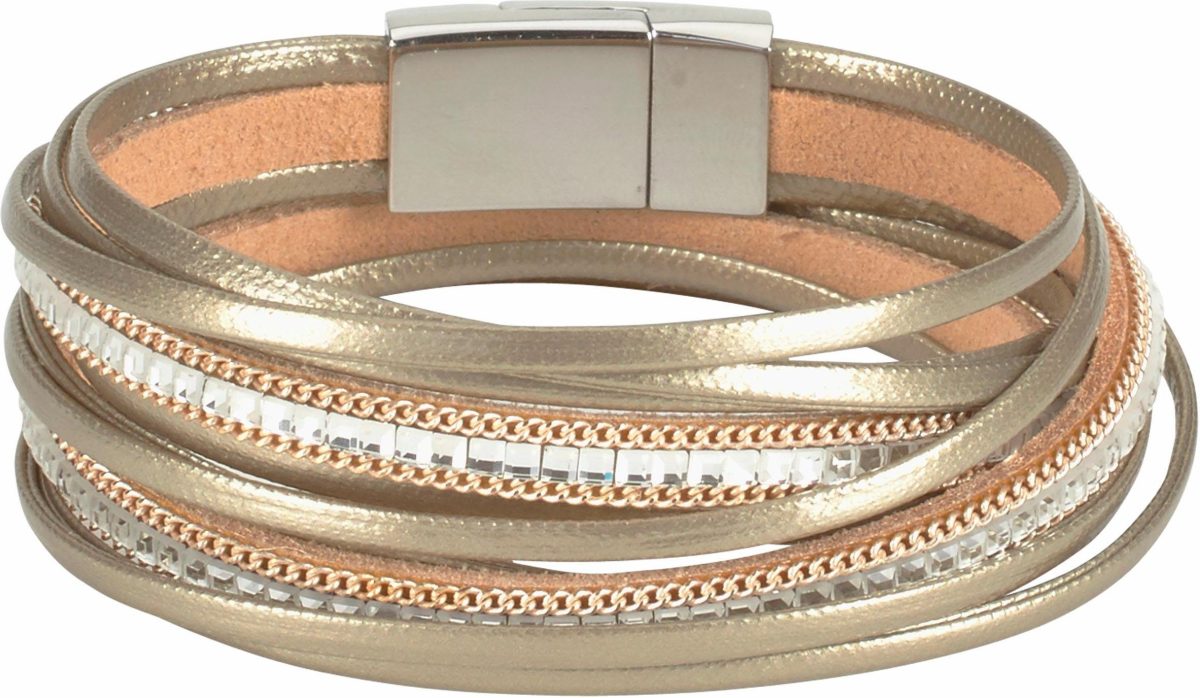 J.Jayz Wikkelarmband In metallic-look met glassteentjes