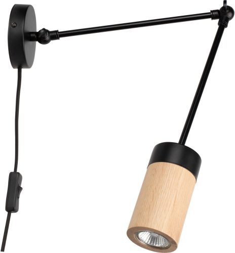 BRITOP LIGHTING Wandlamp ANNICK Met flexibele arm en netspanningskabel - geen wandaansluiting nodig, ledverlichting inclusief, van chic eikenhout en metaal, Made in Europe