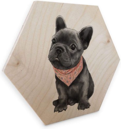 Wall-Art Artprint op hout Franse bulldog artprint op hout (1 stuk)