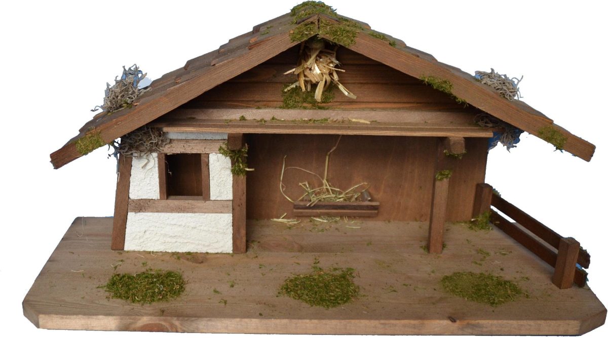 Alfred Kolbe Kribbe Kerststal voor 11 cm figuren met massief houten vloer Echt hout (1-delig)
