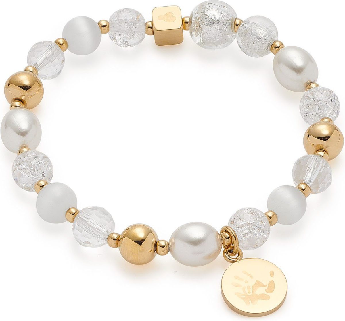 Leonardo Edelstalen armband Goud Hope, 018113 met cat´s eye, glaskralen en imitatie-parels