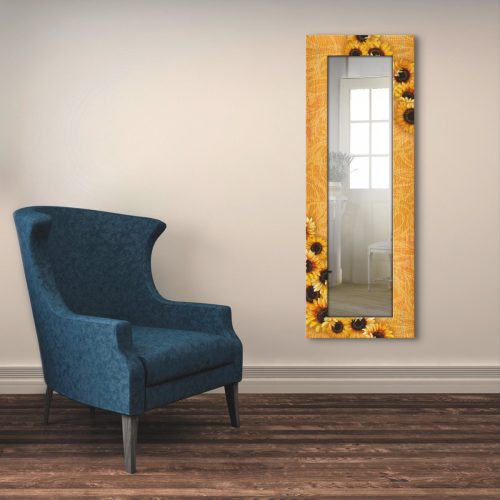 Artland Wandspiegel Zonnebloemen ingelijste spiegel voor het hele lichaam met motiefrand, geschikt voor kleine, smalle hal, halspiegel, mirror spiegel omrand om op te hangen