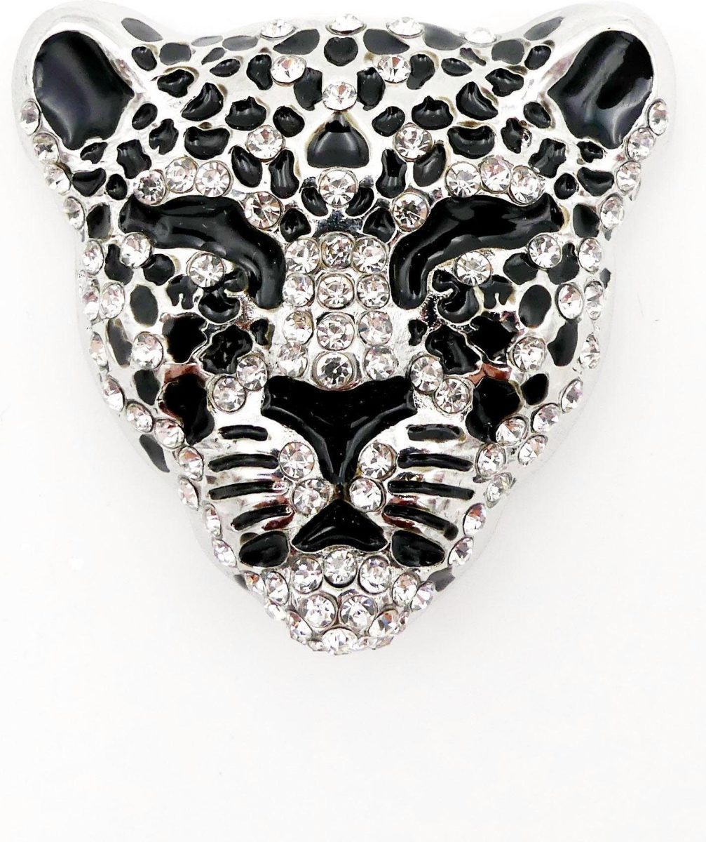 J.Jayz Broche Leopard met strassteentjes
