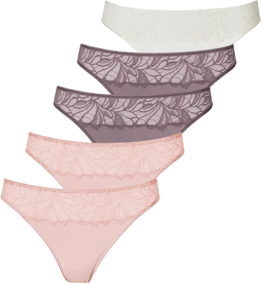 Vivance String met gebloemde kant voor (5 stuks)