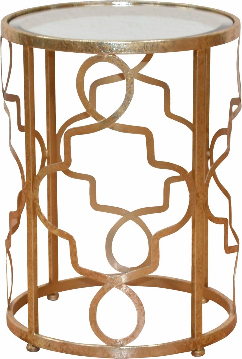 Leonique Bijzettafeltje Noëlle met spiegelglasblad en goudkleurig metalen frame
