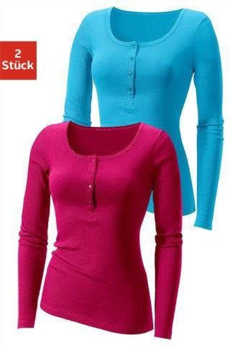 H.I.S Shirt met lange mouwen met knoopsluiting voor (Set van 2)