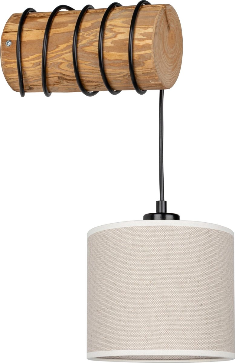 OTTO products Wandlamp EMMO Wandlamp met hoogwaardige textielen kap ø 17,5 cm van linnen & katoen, massief grenenhout, natuurproduct, duurzaam met FSC®-certificaat, Made in Europe