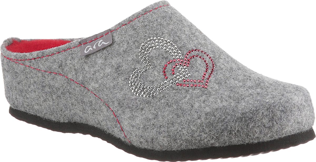 Ara Pantoffels Cosy met hartvormige strassteentjesgarneringen