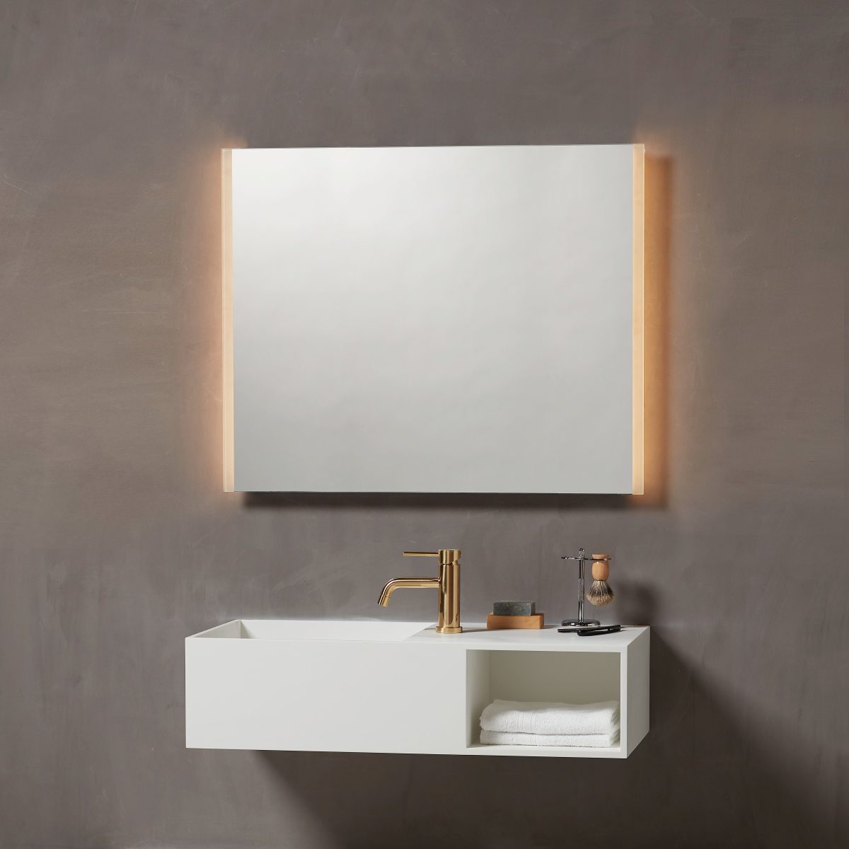 Loevschall Led-lichtspiegel Lago 80x75 cm, met verlichting