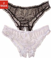 Petite fleur gold Slip-ouvert met ruchezoom en stippenmotief (2 stuks)