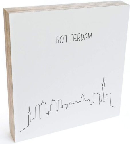Wall-Art Artprint op hout Decoratie skyline Rotterdam (1 stuk)