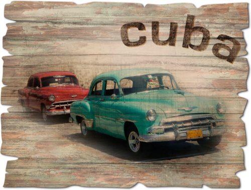 Artland Artprint op hout Cuba - De taxi (1 stuk)