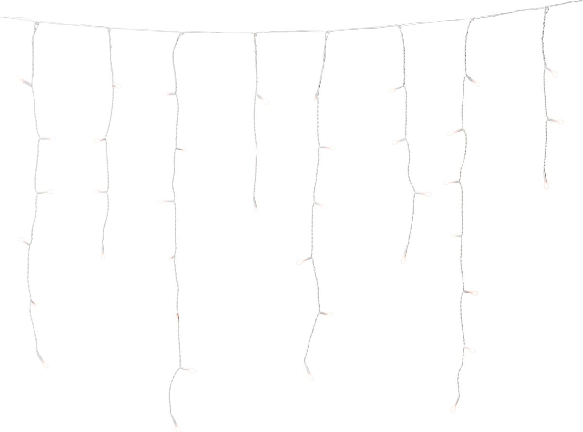 Konstsmide Led-lichtgordijn Led ijsregen lichtgordijn, voor buiten, 80 warmwitte dioden, met lichtsensor en 6 uur en 9 uur timerfunctie, werkt op batterijen, witte kabel