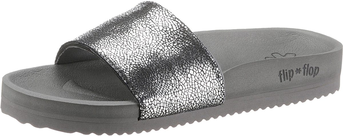 Flip Flop Slippers Pool metallic cracked met metallic crush effect
