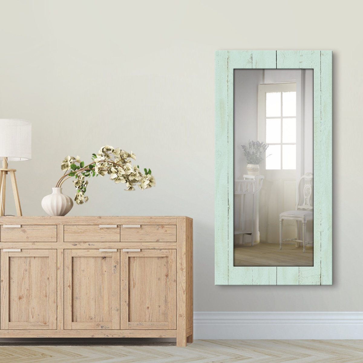 Artland Wandspiegel Het leven is mooi ingelijste spiegel voor het hele lichaam met motiefrand, geschikt voor kleine, smalle hal, halspiegel, mirror spiegel omrand om op te hangen