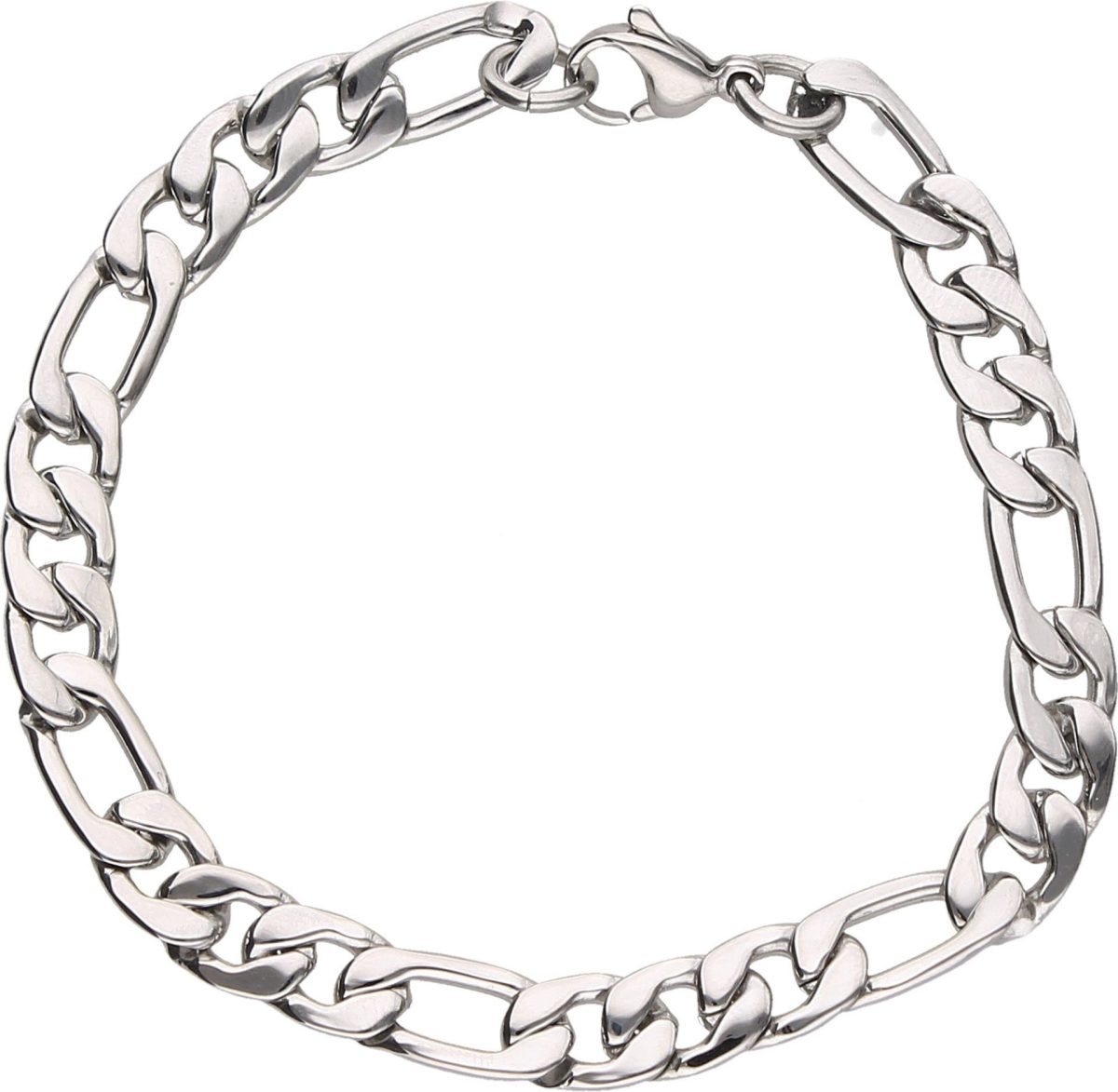 Firetti Edelstalen armband Met Figaro-schakels, 8 mm breed, glans-look, hol