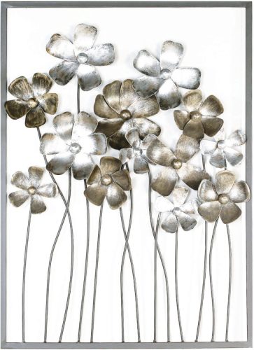 GILDE Sierobject voor aan de wand Wandreliëf Fleurs, bruin/champagnekleur Wanddecoratie, van metaal, bloemen, woonkamer (1 stuk)