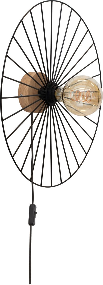BRITOP LIGHTING Wandlamp ANTONELLA Decoratieve lamp van metaal met elementen van eikenhout met FSC®-certificaat, bijpassende LM E27 / exclusief, Made in Europe (1 stuk)
