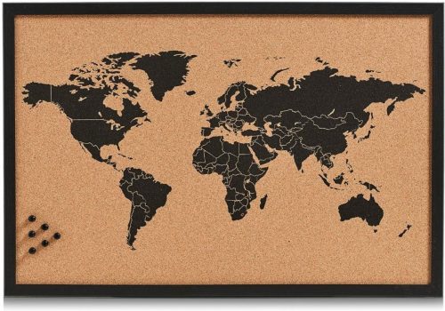 Zeller Present Prikbord World Memobord, van kurk, wereldkaartmotief