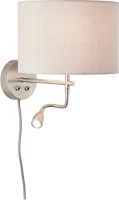 Lüttenhütt Led-wandlamp Lüchte Wandlamp met stoffen kap greige ø 26 cm en flexibele leesarm, leeslamp en grootlicht afzonderlijk schakelbaar