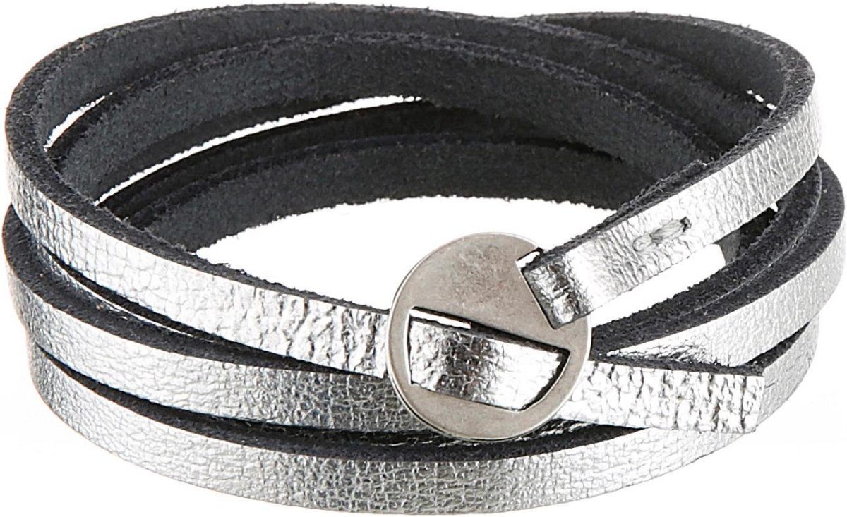 J.Jayz Leren armband In metallic-look, om te wikkelen (1-delig)