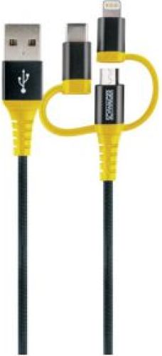 Schwaiger WKUU310 511 USB-kabel 1,2 m USB A Micro-USB B/Lightning Zwart, Geel