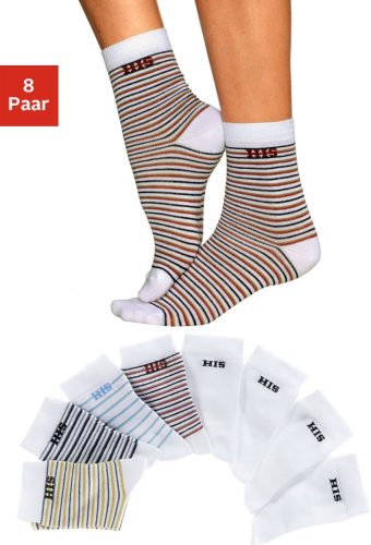 H.I.S Sokken gestreept en unikleur (8 paar)