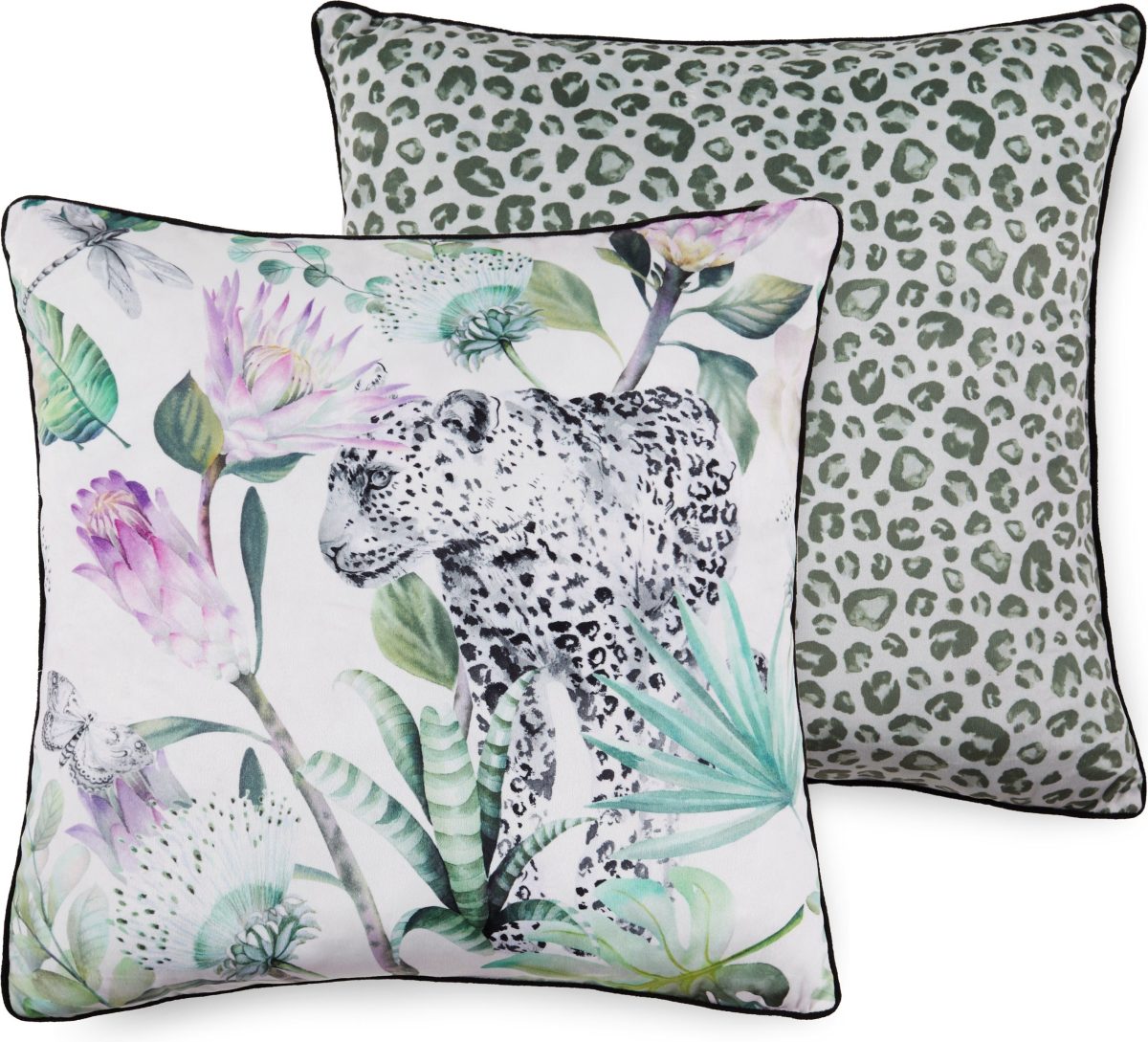 Descanso Sierkussen Volterra met bloemenprint en jachtluipaard (1 stuk)