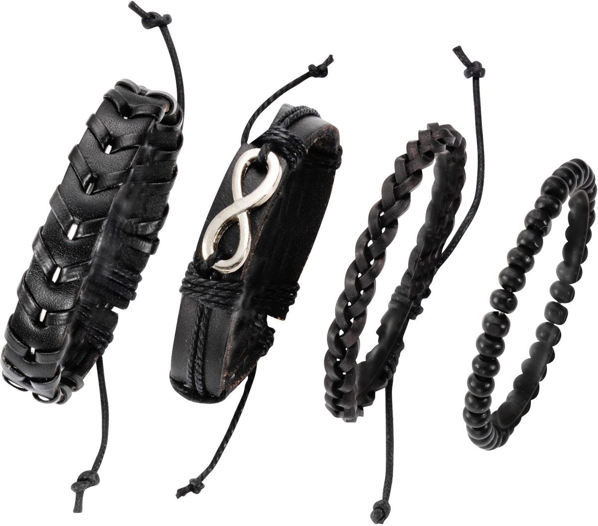 J.Jayz Armbandset Infinity/eeuwige band met houten kralen (set, 4-delig)