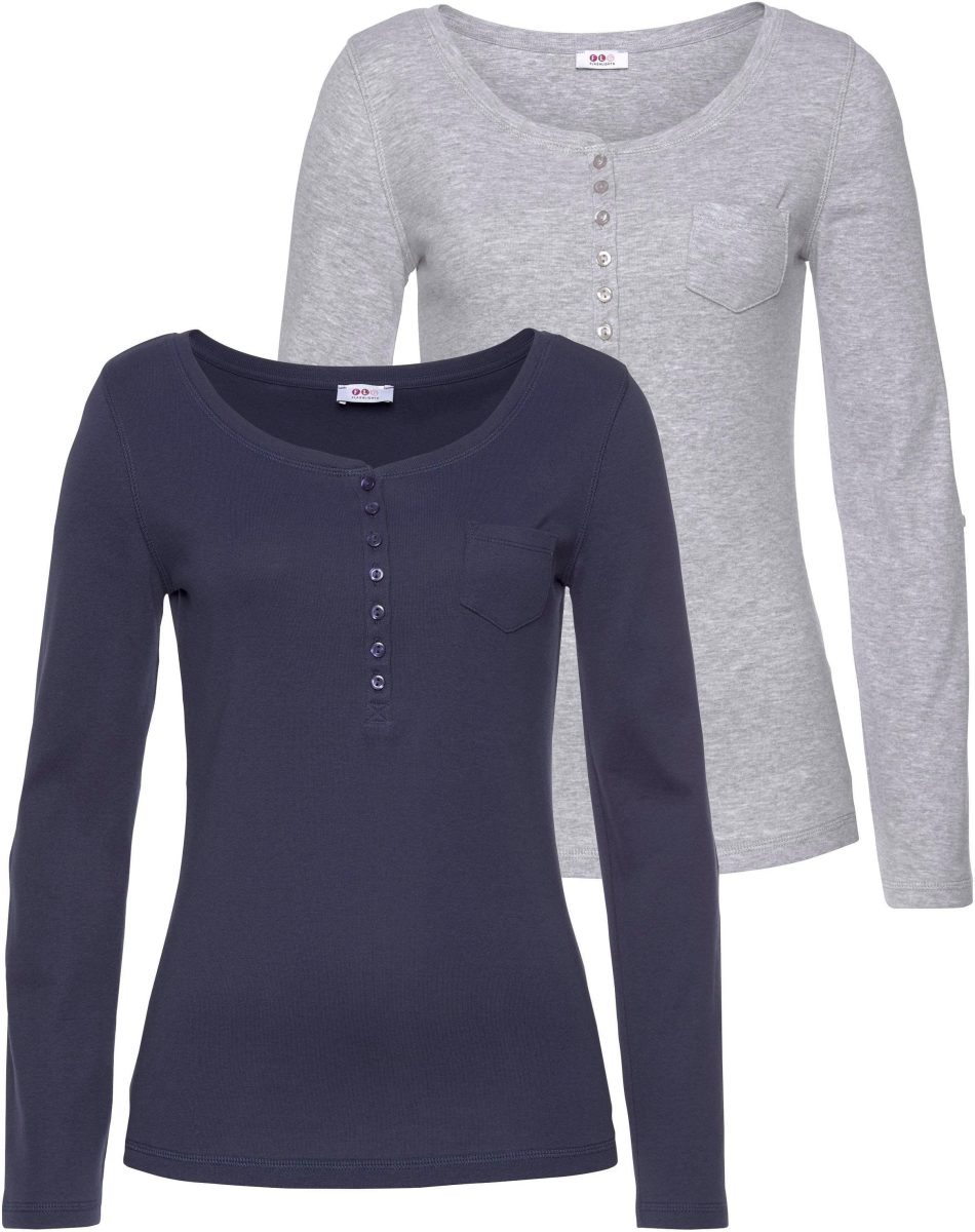 Flashlights Shirt met lange mouwen Omslagmouwen met trensje en knoop (Set van 2)