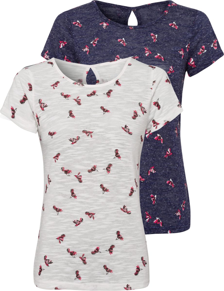 Vivance T-shirt met mooie kolibrie-print (Set van 2)