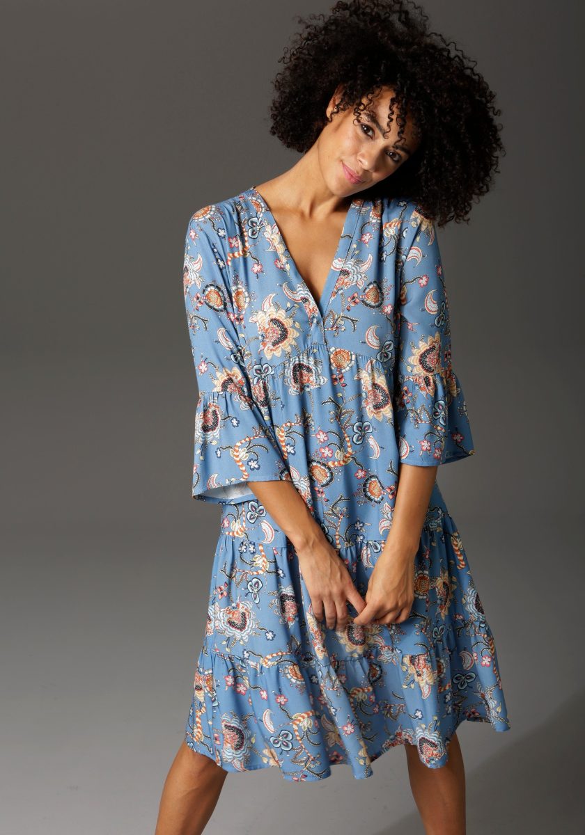 Aniston CASUAL Tuniekjurk met fantasievolle bloemenprint