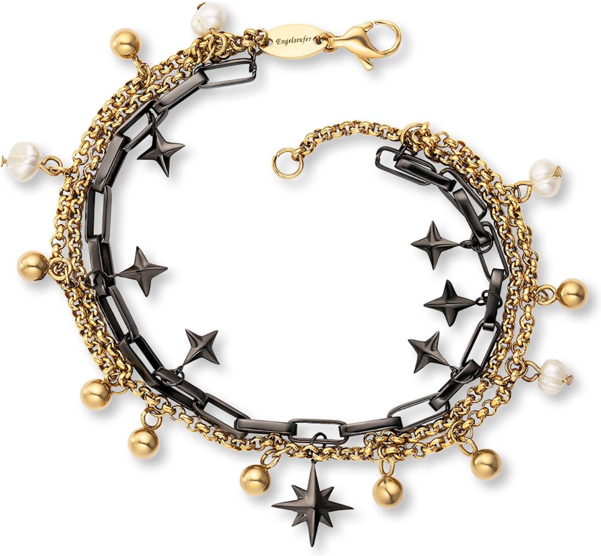Engelsrufer Edelstalen armband BOHO Windrose, ERBS-WINDROSE-bi met zoetwater-cultivéparels