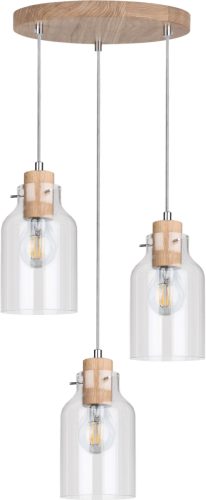 SPOT Light Hanglamp Alessandro Hanglamp, voortreffelijke lamp van massief eikenhout, kapjes van glas, natuurproduct met FSC®-certificaat,bijpassende LM E27/exclusief, Made in Europe