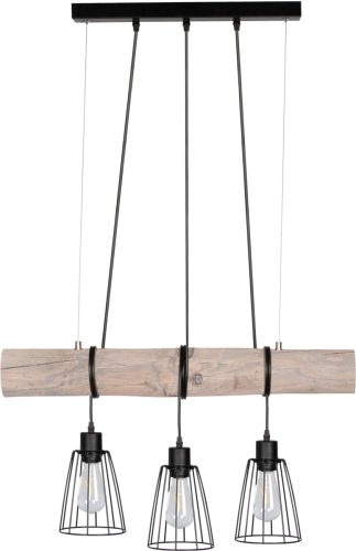 SPOT Light Hanglamp TRABO SHORT Hanglamp, houten balk van massief grenenhout ø 8-12 cm, hout grijs gebeitst, open metalen kappen, bijpassende LM E27/exclusief, Made in Europe