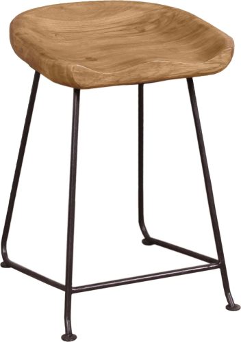 SIT Hocker Live Edge van massief acaciahout, met metalen frame