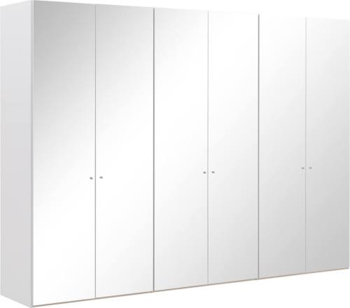 Goossens Kledingkast Easy Storage Ddk, Kledingkast 304 cm breed, 220 cm hoog, 6x spiegel draaideur