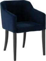 Goossens Excellent Eetkamerstoel Peda blauw velvet stof met arm, elegant chic