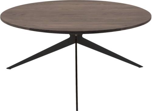 Goossens Excellent Salontafel Ferris rond, hout eiken donker bruin, elegant chic, 70 x 33 x 70 cm