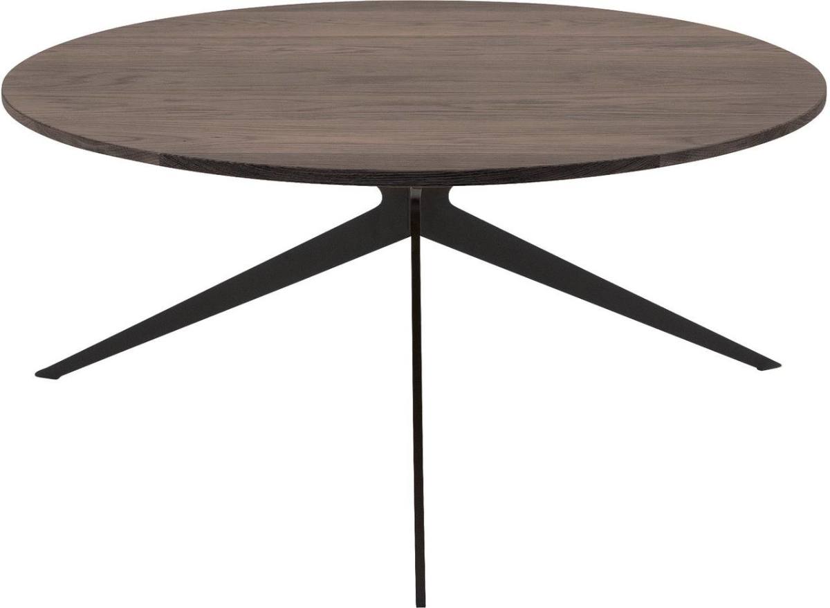 Goossens Excellent Salontafel Ferris rond, hout eiken donker bruin, elegant chic, 70 x 33 x 70 cm