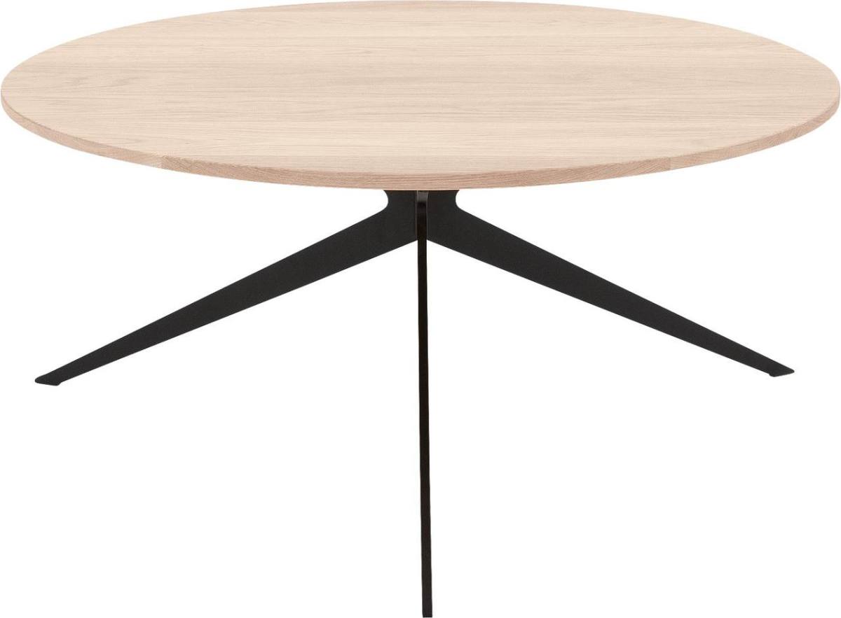 Goossens Excellent Salontafel Ferris rond, hout eiken wit, elegant chic, 70 x 33 x 70 cm