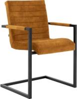 Goossens Eetkamerstoel Sturdy Velvet geel velvet stof met arm, urban industrieel