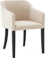 Goossens Excellent Eetkamerstoel Peda wit velvet stof met arm, elegant chic