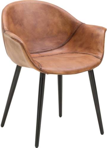 Goossens Excellent Kuipstoel Jorg cognac leer met arm, urban industrieel