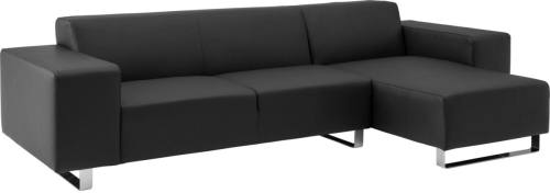 Goossens Excellent Bank Design@Home Met Chaise Longue zwart, leer, 2,5-zits, modern design met chaise longue rechts