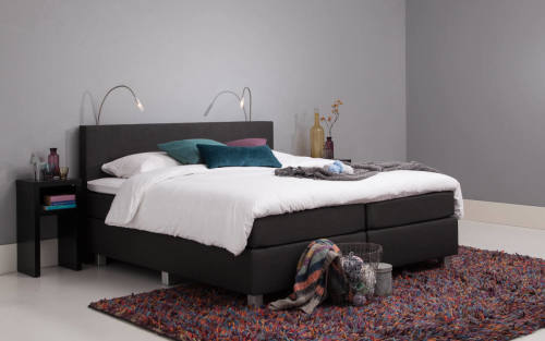 Goossens Boxspring Norway, Vlak 140 x 200 cm (=2x 70 x 200 cm) met hoofdbord, 1 x matras basic, 1 x topper basic